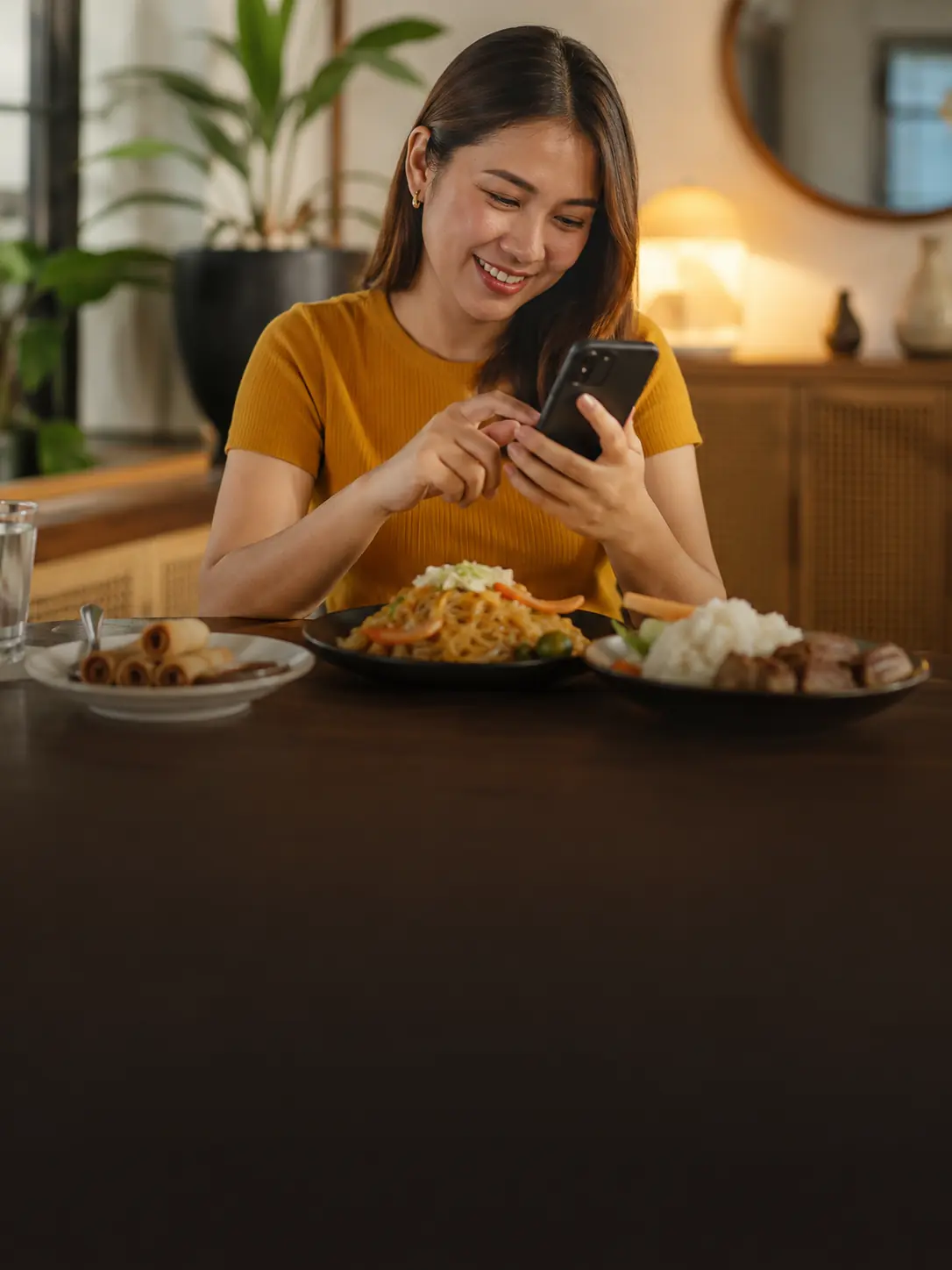 Customer browsing food choices on a phone